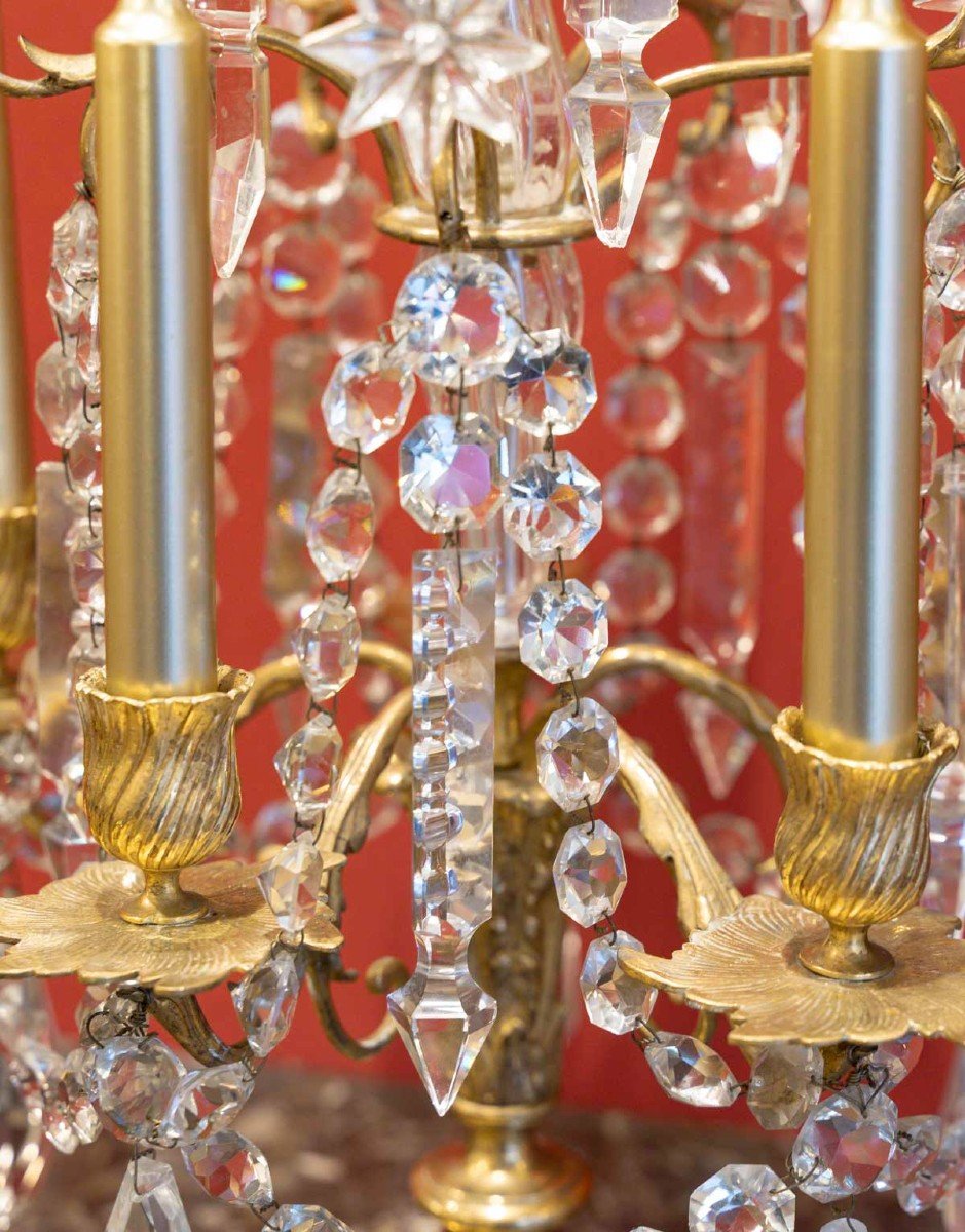 Paire de Chandeliers Cristal et Bronze  " Baccarat "XIX ème siècle-photo-3