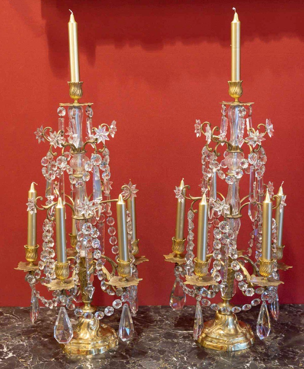 Paire de Chandeliers Cristal et Bronze  " Baccarat "XIX ème siècle