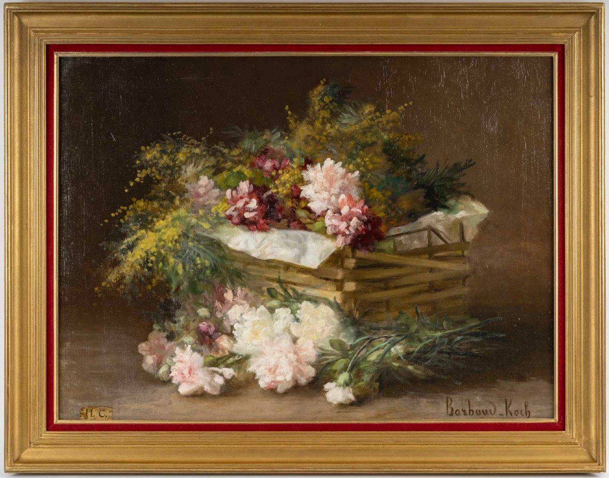 Corbeille de Pivoines et Mimosas "Barbaud- Koch "1862/1928-photo-5