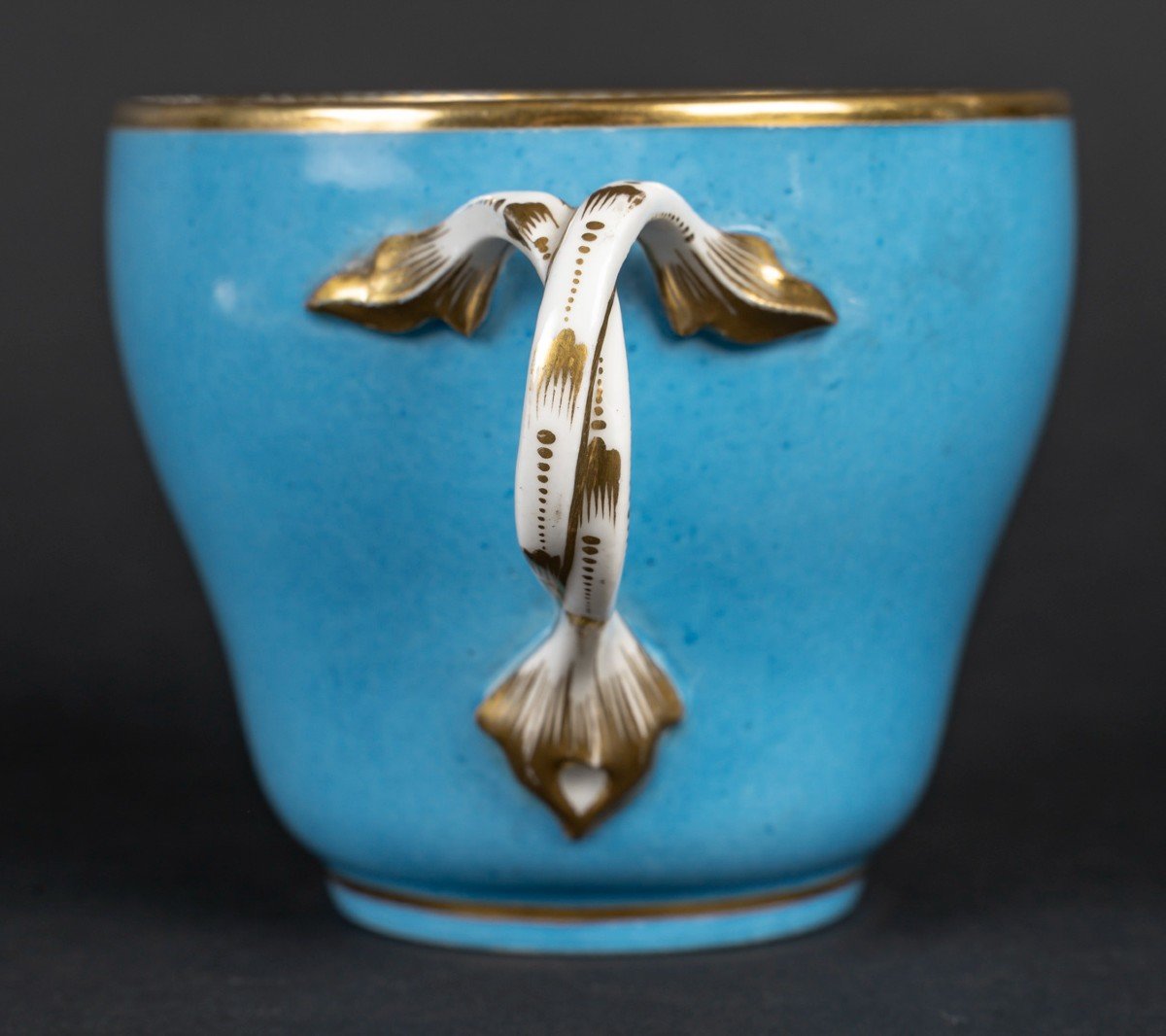 Large Paris "boyer" Cup With Polychrome Birds On A Sky Blue Background (1840),-photo-3