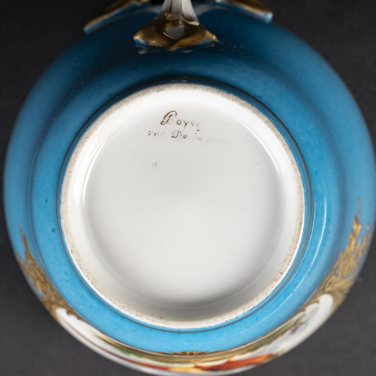 Large Paris "boyer" Cup With Polychrome Birds On A Sky Blue Background (1840),-photo-4