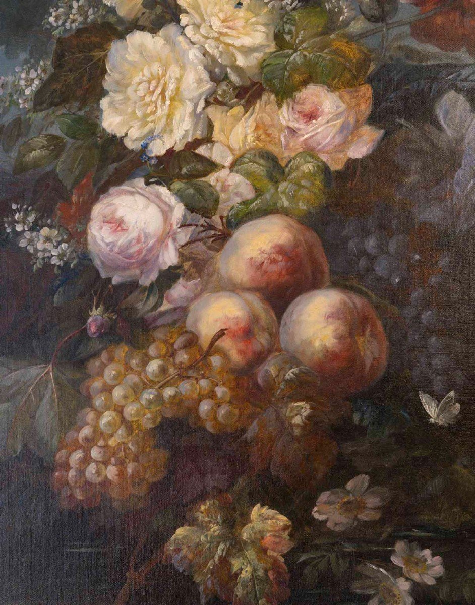 Chéreau Claude Eugène (XIX /XXème ) BOUQUET de Fleurs et Fruits -photo-4