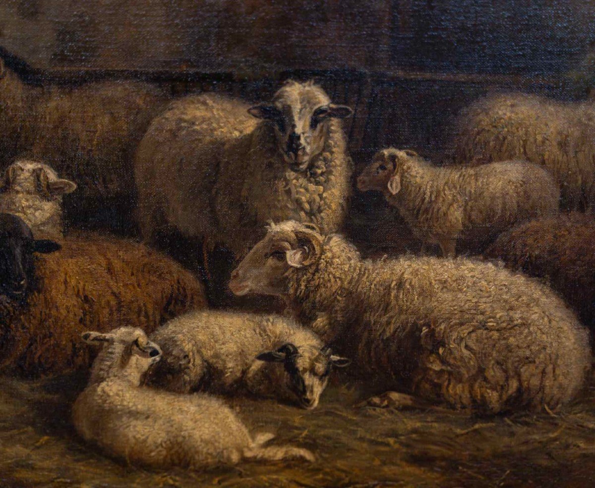 Paul Gélibert (1802/1882) The Sheep In The Sheepfold-photo-4