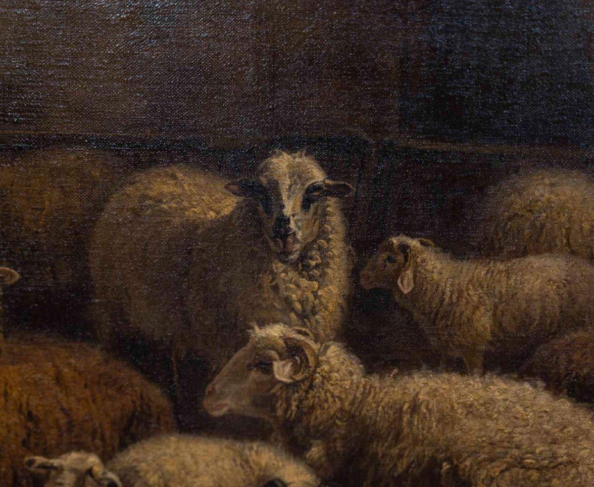 Paul Gélibert (1802/1882) The Sheep In The Sheepfold-photo-1