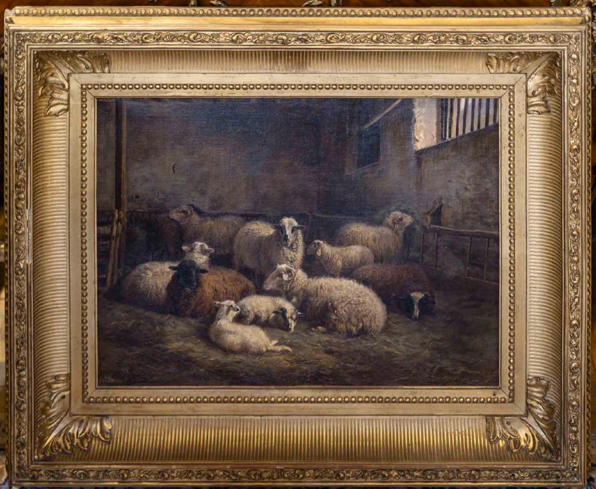 Paul Gélibert (1802/1882) The Sheep In The Sheepfold