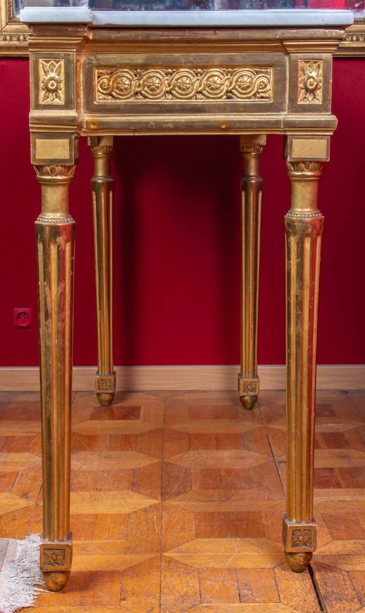 Console Louis XVI en bois doré-photo-3