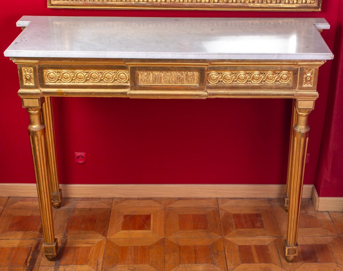 Console Louis XVI en bois doré