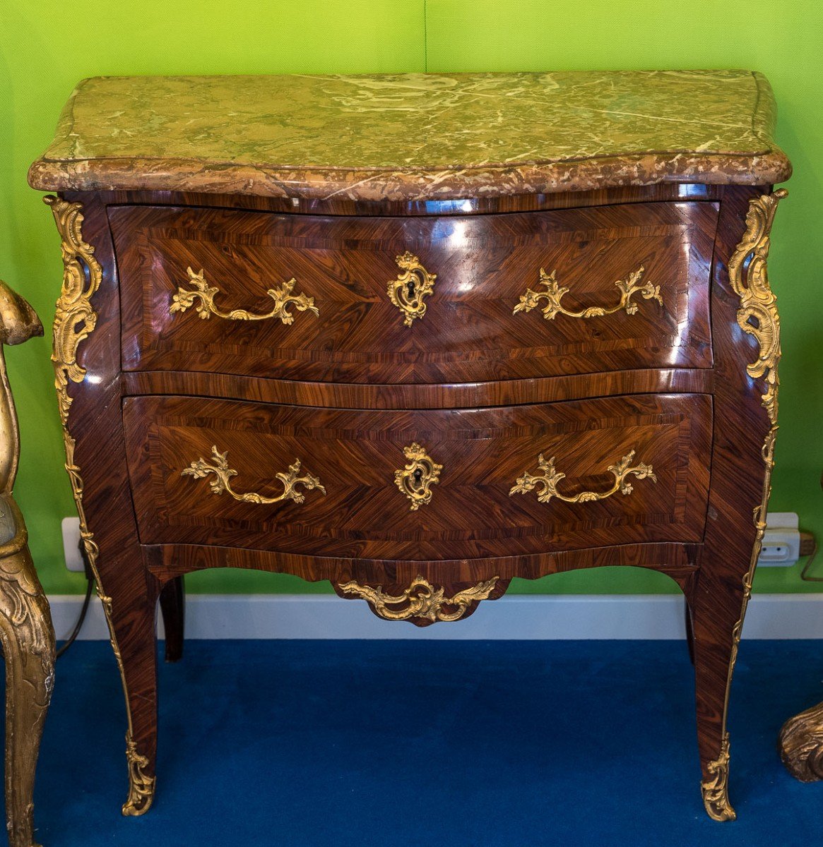 Small Curved Louis XV Chest Of Drawers (18th Century)