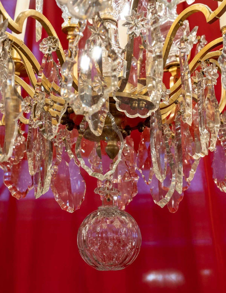 Very Large Chandelier With 12 Lights Attributed To Baccarat Nineteenth-photo-4
