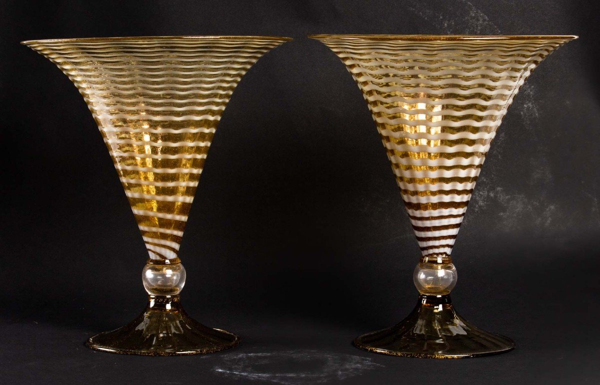 Pair Of Venice Vases "a.salviati"-photo-2