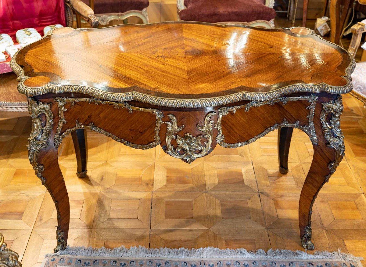 Middle Table Or Louis XV Style Table-desk (19th Century)-photo-2