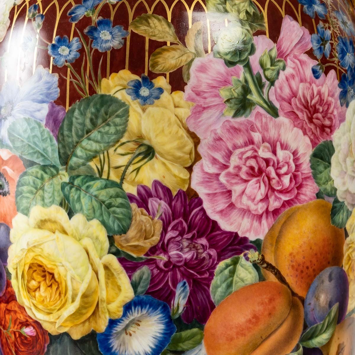 Paire de grands Vases Fleurs et Fruits  1830-photo-8