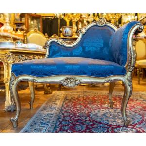 Petite Banquette bleue et or St Louis XV ( 1860)