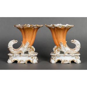 Pair Of Rython Vases (horns Of Plenty) Paris 1840