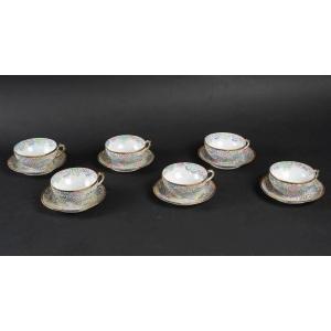 Six Satsuma Tea Cups (japan) Mille Fleurs 19th Century