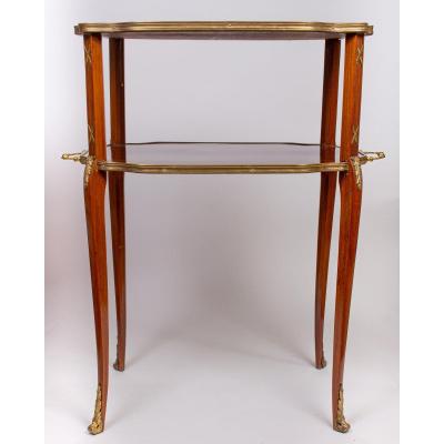 19th Century Tea Table (marquetry, 2 Levels)
