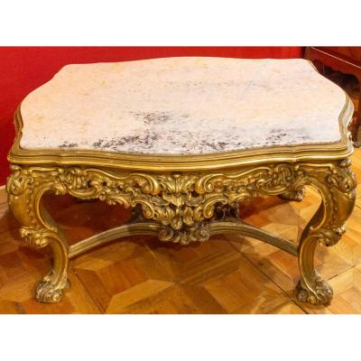 Large Living Room Coffee Table In Gilded Wood