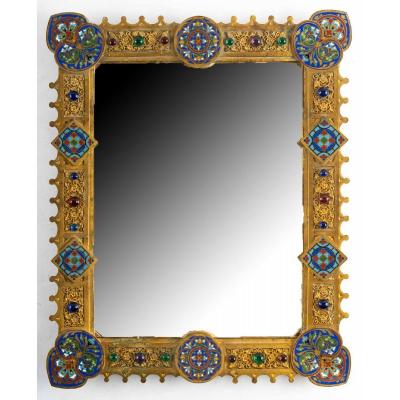 Mirror In Golden  Bronze With Enamels