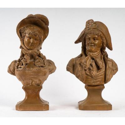 Couple Of Incredible And Wonderful In Terracotta XIXth Century (signed)