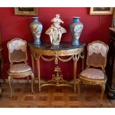 Louis XVI Console In Gilded Wood 18th Century