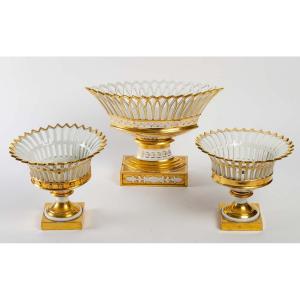 Three White And Gold Porcelain De Paris Cups