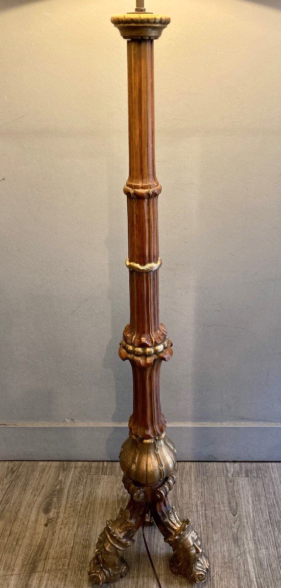 Carved Wood Floor Lamp-photo-2