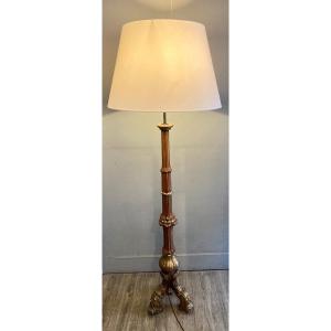 Carved Wood Floor Lamp