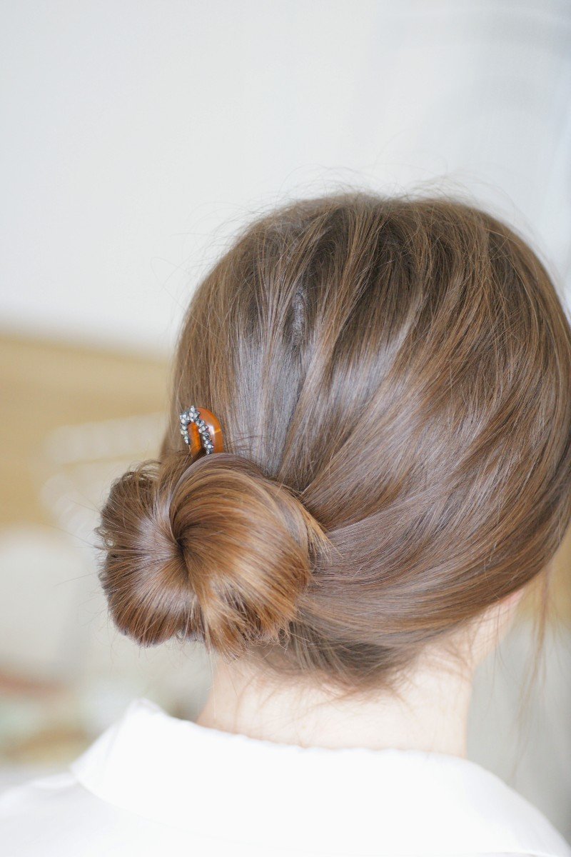 Peigne Ancien, épingle à Cheveux De Mariage, Diamants Et Argent Sur Corne-photo-1