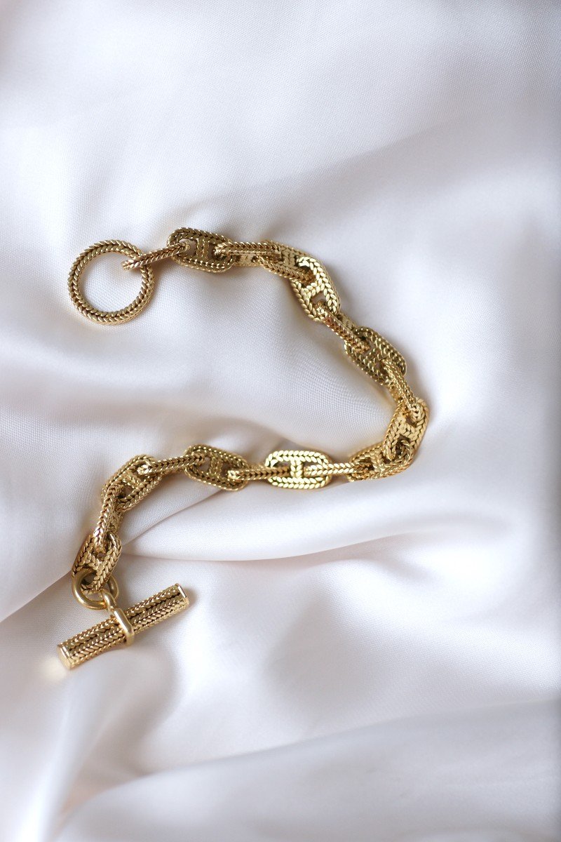 Bracelet Or Chaîne d'Ancre Hermès Par Georges Lenfant-photo-4