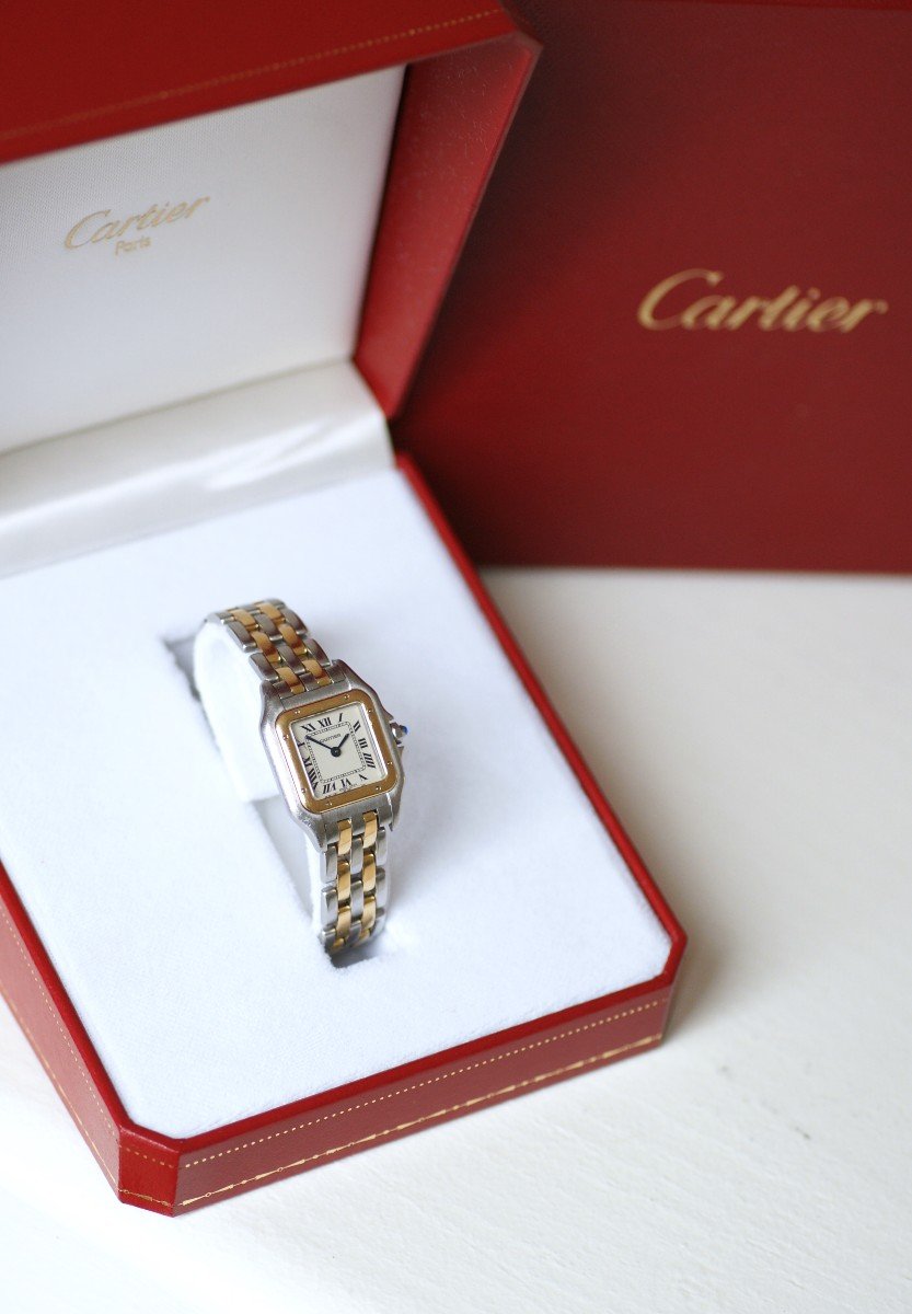 Montre Dame Cartier Panthère Quartz Or Et Acier, Petit Modèle-photo-2