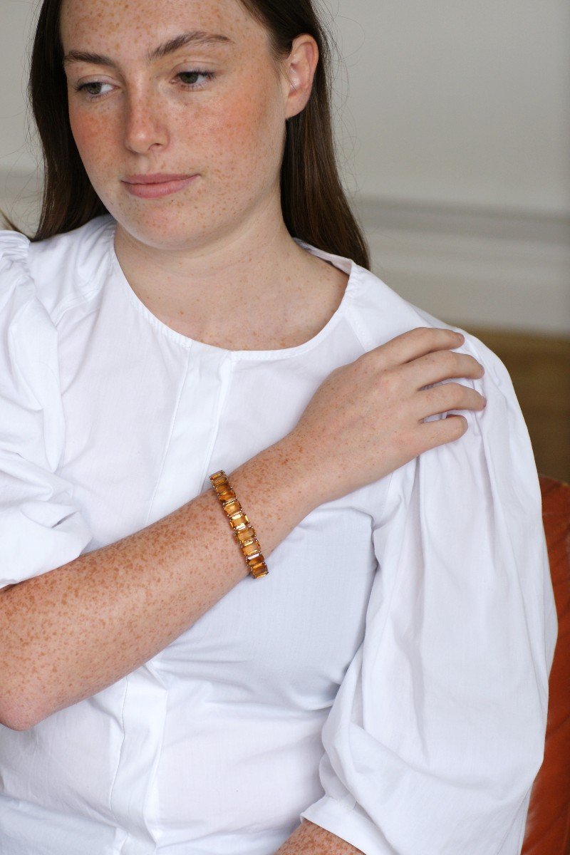 Retro Citrine Bracelet On Rose Gold-photo-2