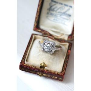 Art Deco Square Diamond Engagement Ring 1.45 Cts