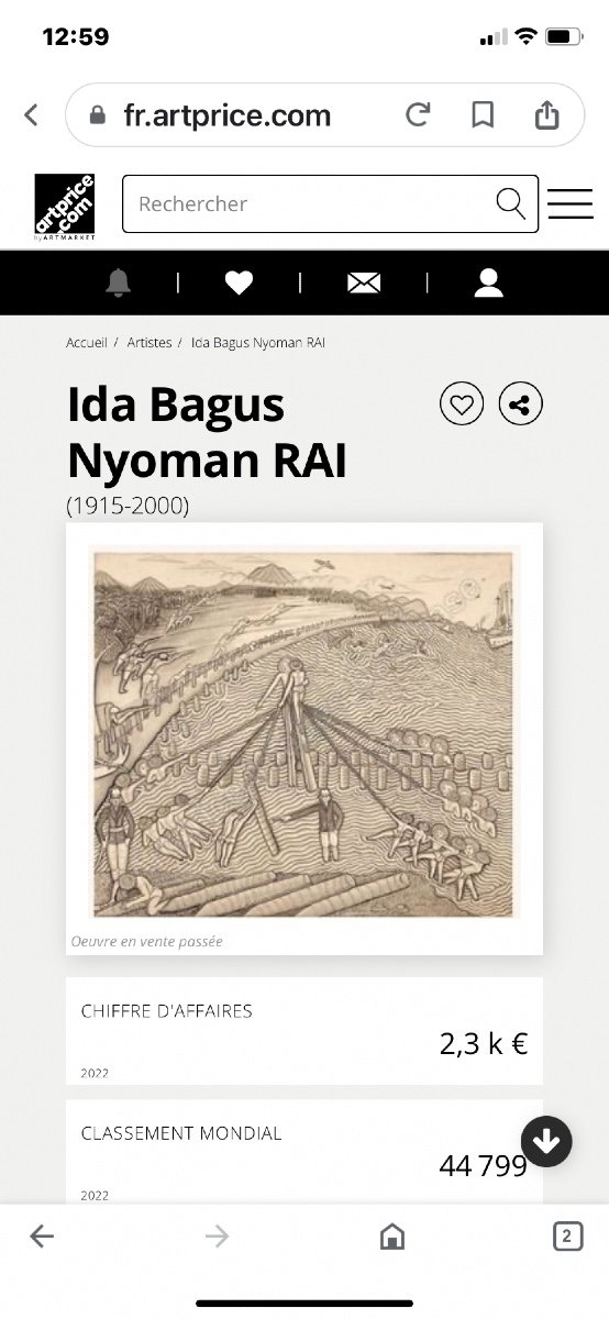 Tableau peinture Ida Bague Rai Nyoman Encre Plume Peinture Bali Balinais Asie-photo-2