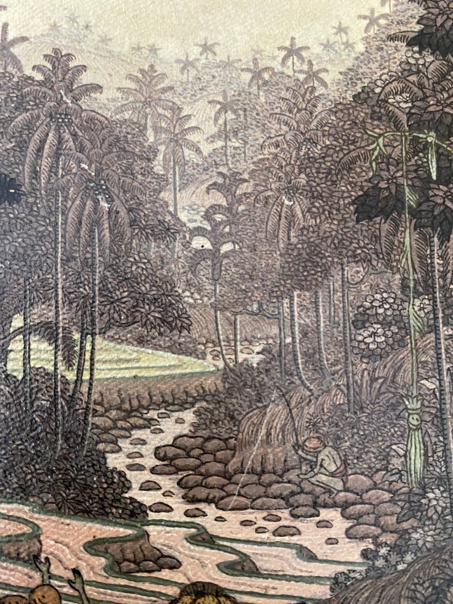 Tableau peinture Ida Bague Rai Nyoman Encre Plume Peinture Bali Balinais Asie-photo-4