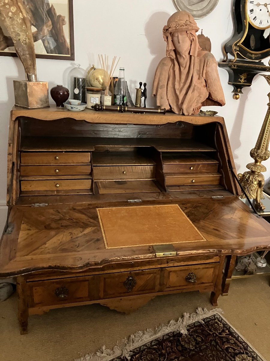 Dos d'âne XVIII Eme Chest Of Drawers Office Marquetry Furniture Sloping Desk -photo-3