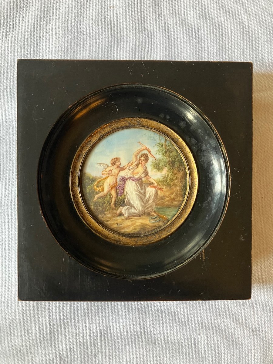 Miniature Roux Painting Picture Medallion