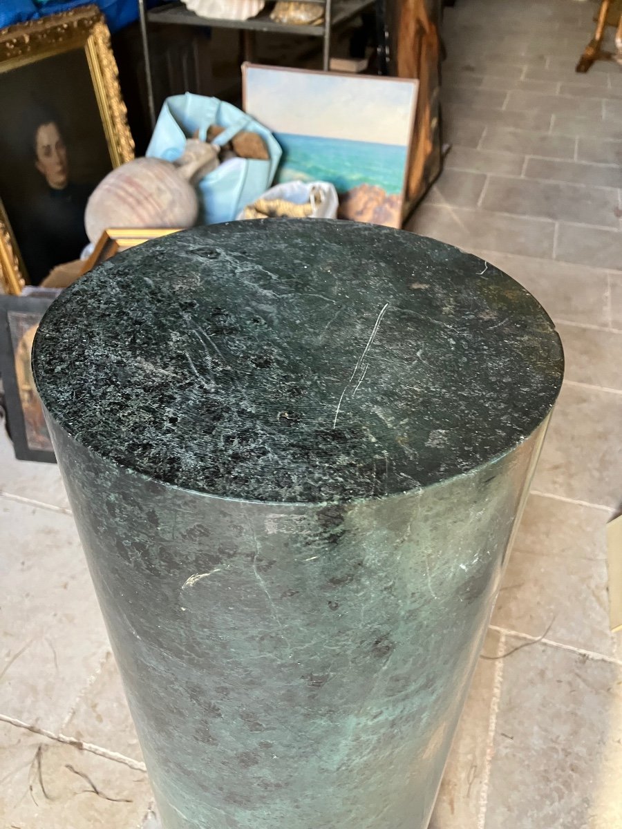 Green Marble Column Bronze Base XIXth Decoration-photo-2