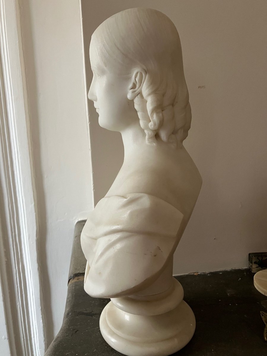 Buste En Marbre Joseph Durham London Angleterre Sculpture Jeune Fille -photo-2