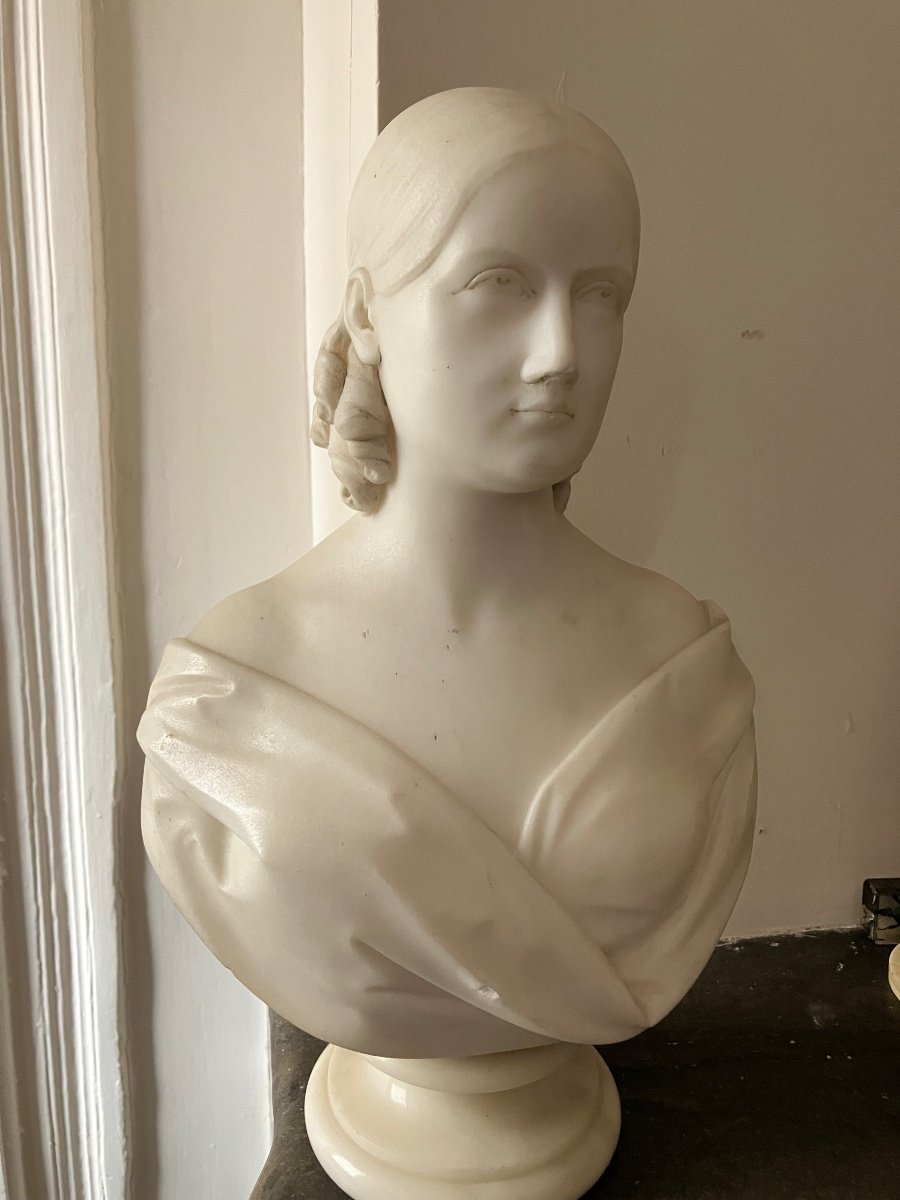 Marble Bust Joseph Durham London England Sculpture Young Girl -photo-2