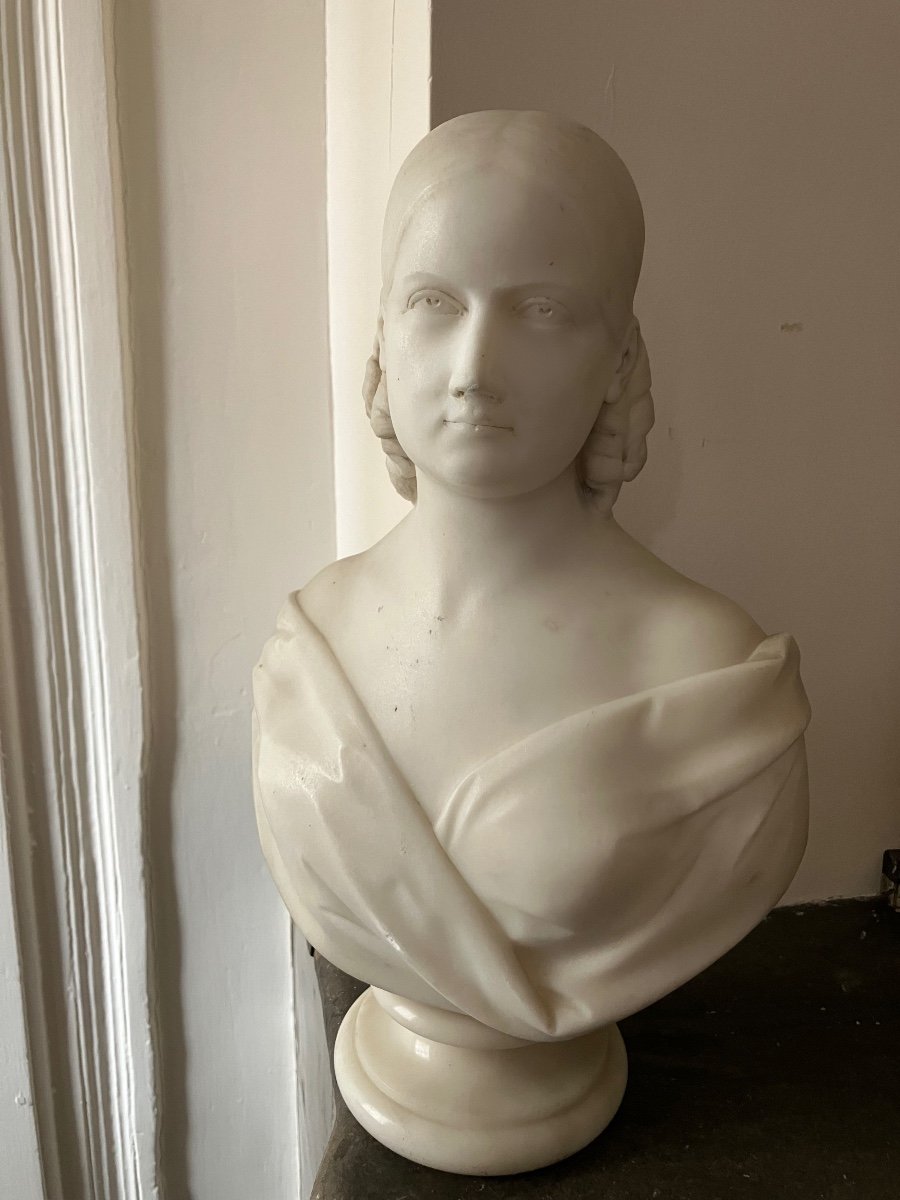 Marble Bust Joseph Durham London England Sculpture Young Girl -photo-3