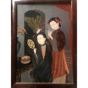 Fixed Under Glass Glass Painting Asia China Asian Art 