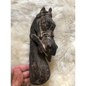 Wooden Horse Head Sculpture Antiques 