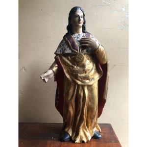 Statue Religieuse Religion Bois Polychrome 