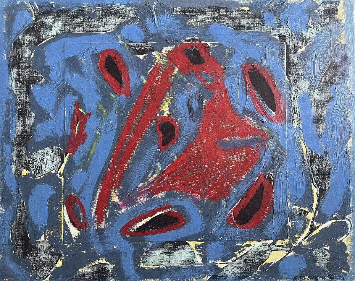 Tableau  Composition Abstraite Lyrique Peinture Signée Guy Bezançon 1942-2023