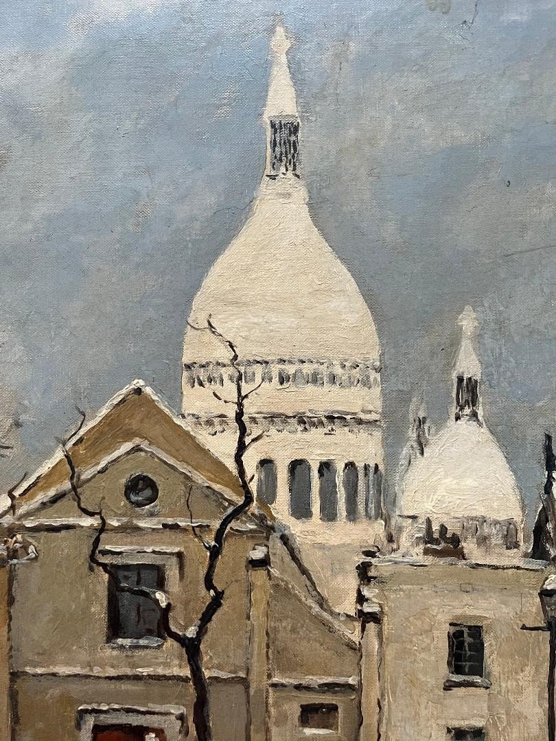 Tableau Paris Montmartre Le Sacré Coeur Peinture Signée Louis Peyrat ( 1911-1999)-photo-4