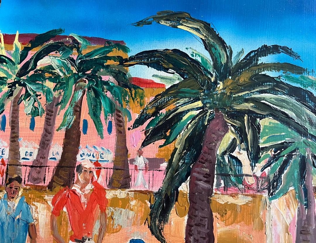 Tableau  Les Vacances à Saint Tropez  Peinture Signée Jean Wallis ( 1938-2022) élève Dufy !-photo-3