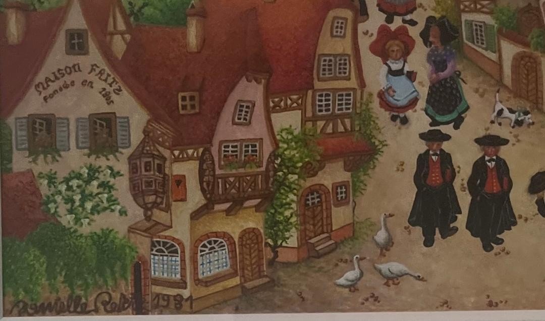 Naive Painting Alsace French Naive School Dated 1981 Painting Signed Danielle Relev ... ?-photo-3