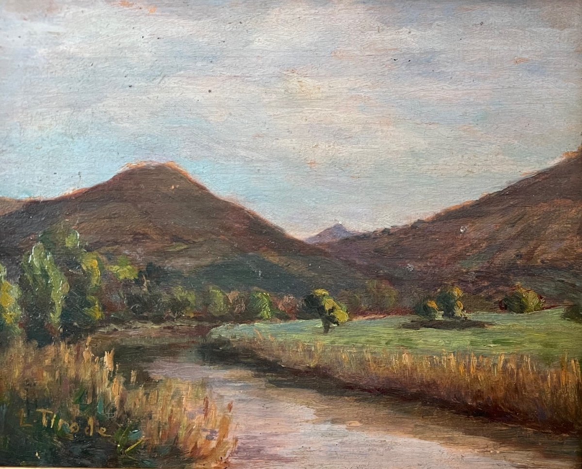 Tableau Ancien Paysage Environ Du Doubs Peinture Signée Léon Tirode ( 1873-1956)