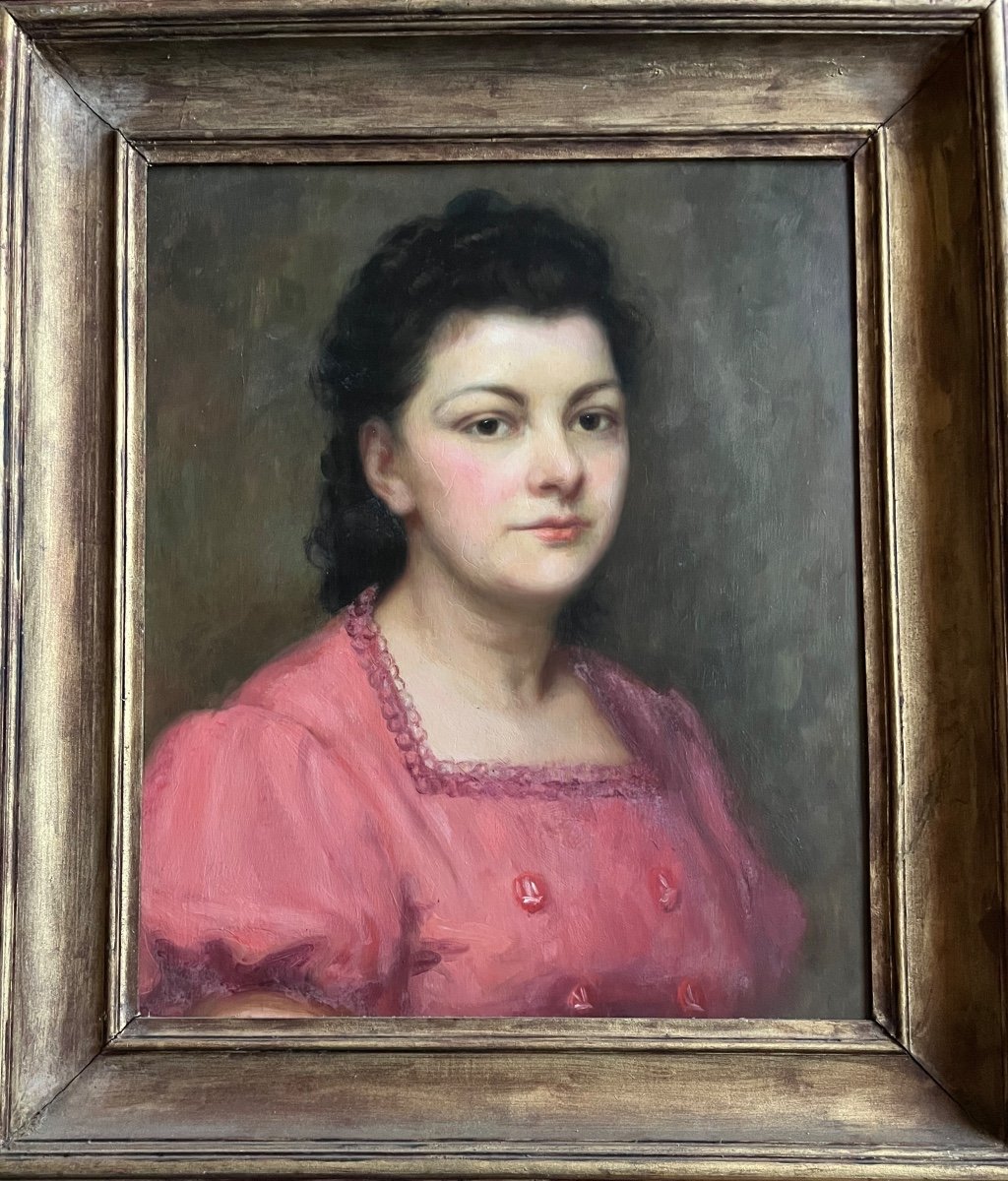 Painting Portrait Of A Young Woman From The 1940s By Julienne Pelloussat-photo-1