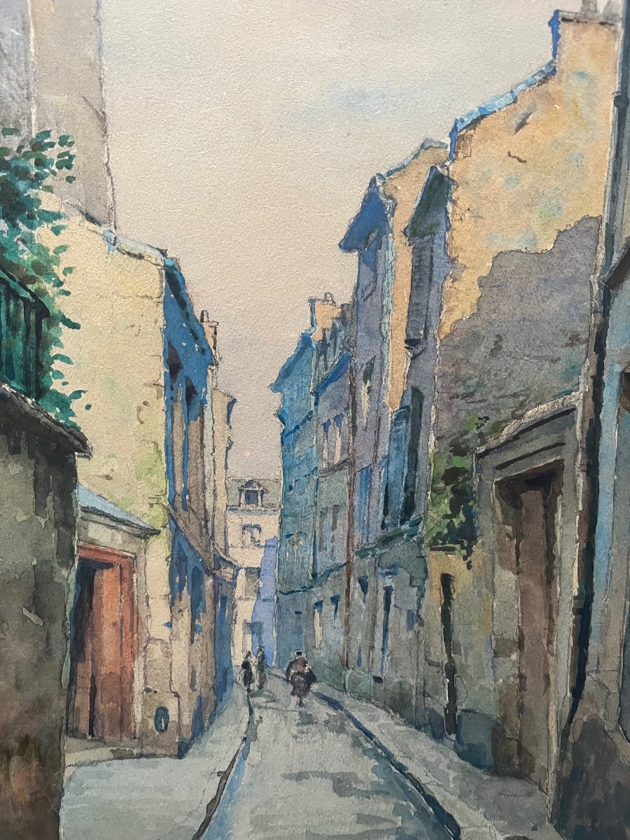 Tableau Paris Montmartre Aquarelle Sign&eacute;e Et Dat&eacute;e Victor Maunier 1948-photo-3